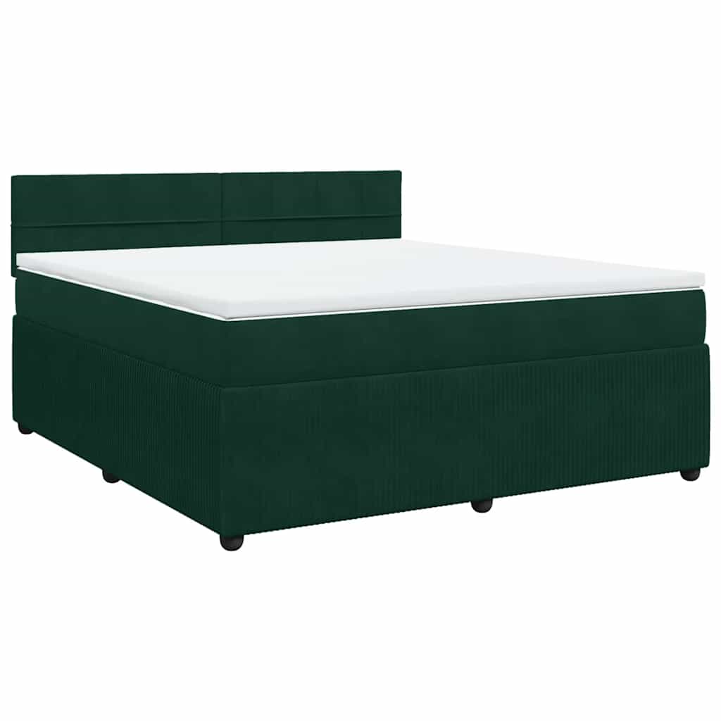 Boxspringbett mit Matratze Dunkelgrün 180x200 cm Samt