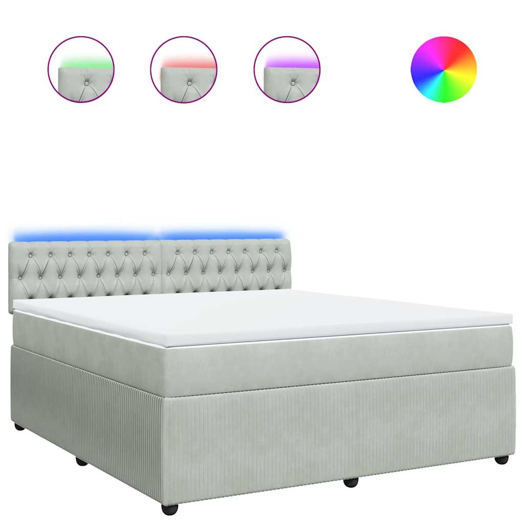 Boxspringbett mit Matratze Hellgrau 180x200 cm Samt