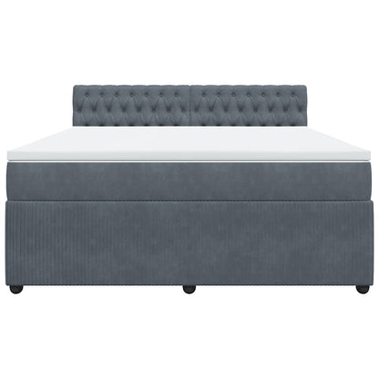 Boxspringbett mit Matratze Dunkelgrau 180x200 cm Samt