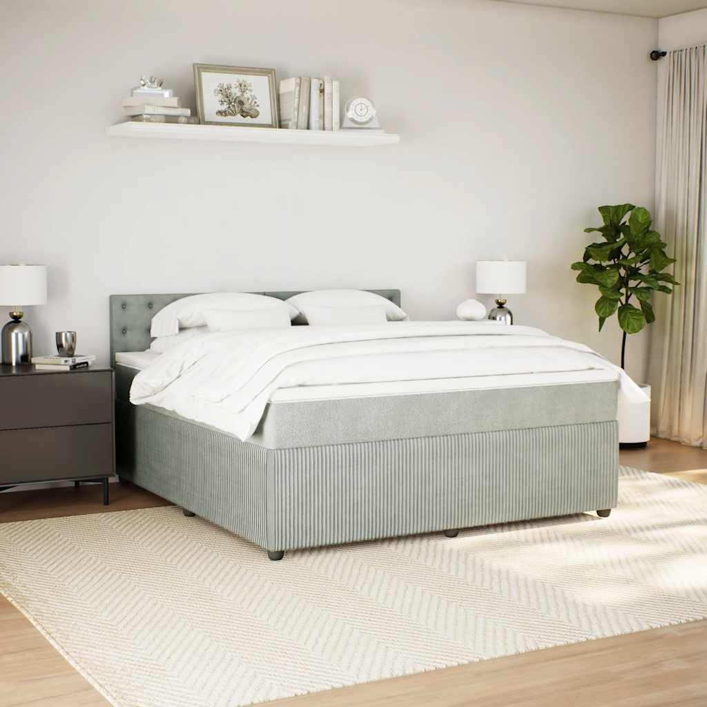 Boxspringbett mit Matratze Hellgrau 180x200 cm Samt
