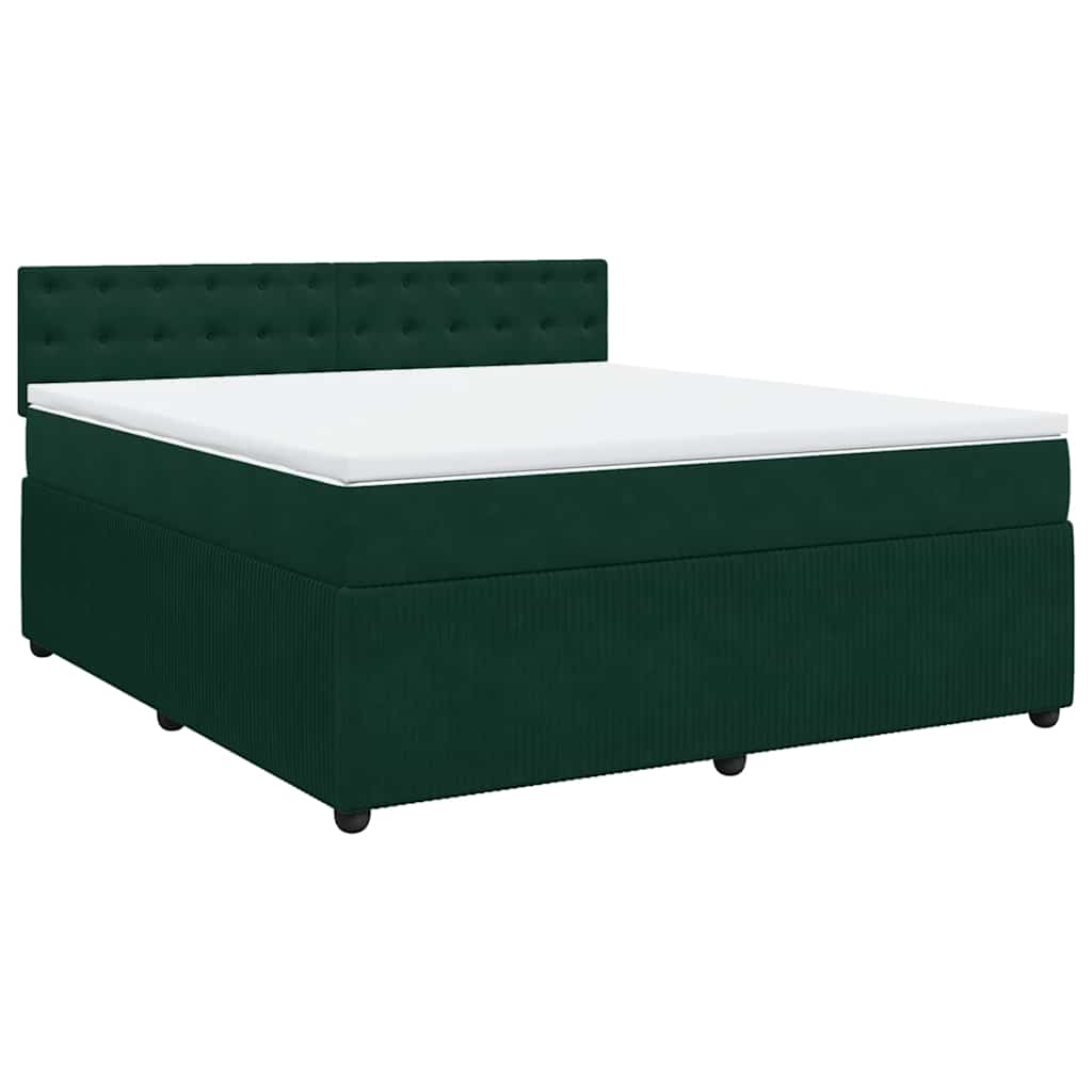 Boxspringbett mit Matratze Dunkelgrün 180x200 cm Samt