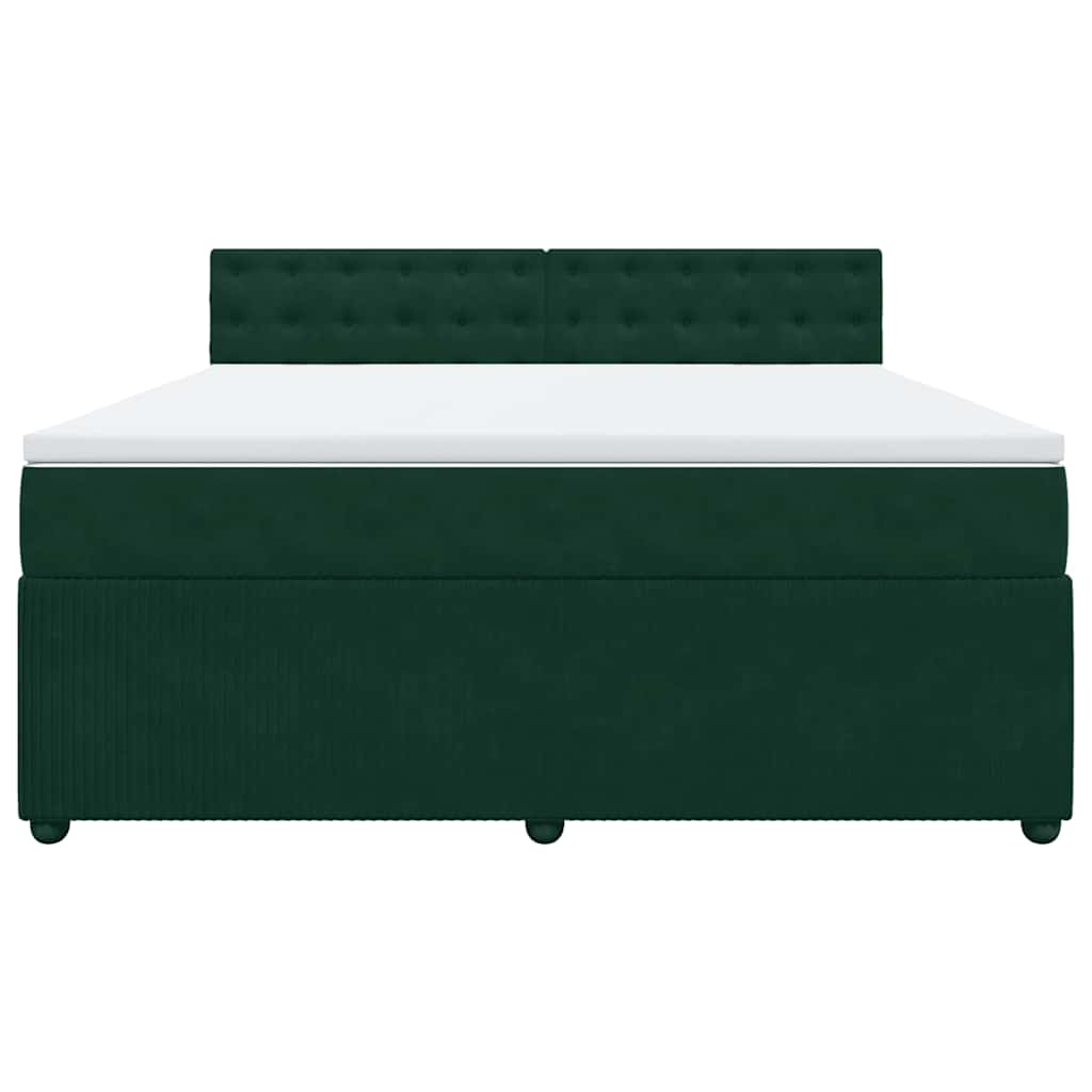 Boxspringbett mit Matratze Dunkelgrün 180x200 cm Samt