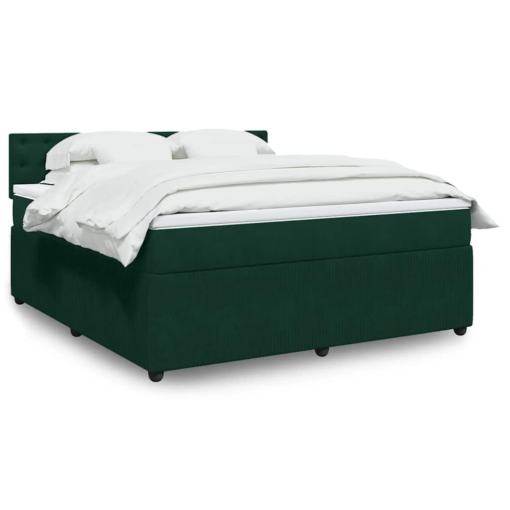 Boxspringbett mit Matratze Dunkelgrün 180x200 cm Samt