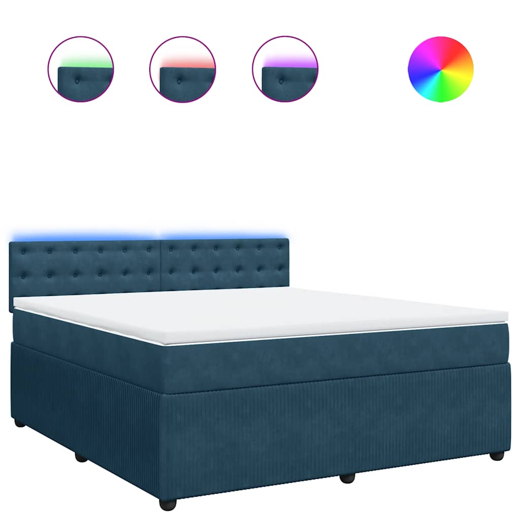Boxspringbett mit Matratze Blau 180x200 cm Samt
