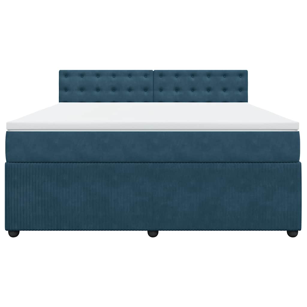 Boxspringbett mit Matratze Blau 180x200 cm Samt