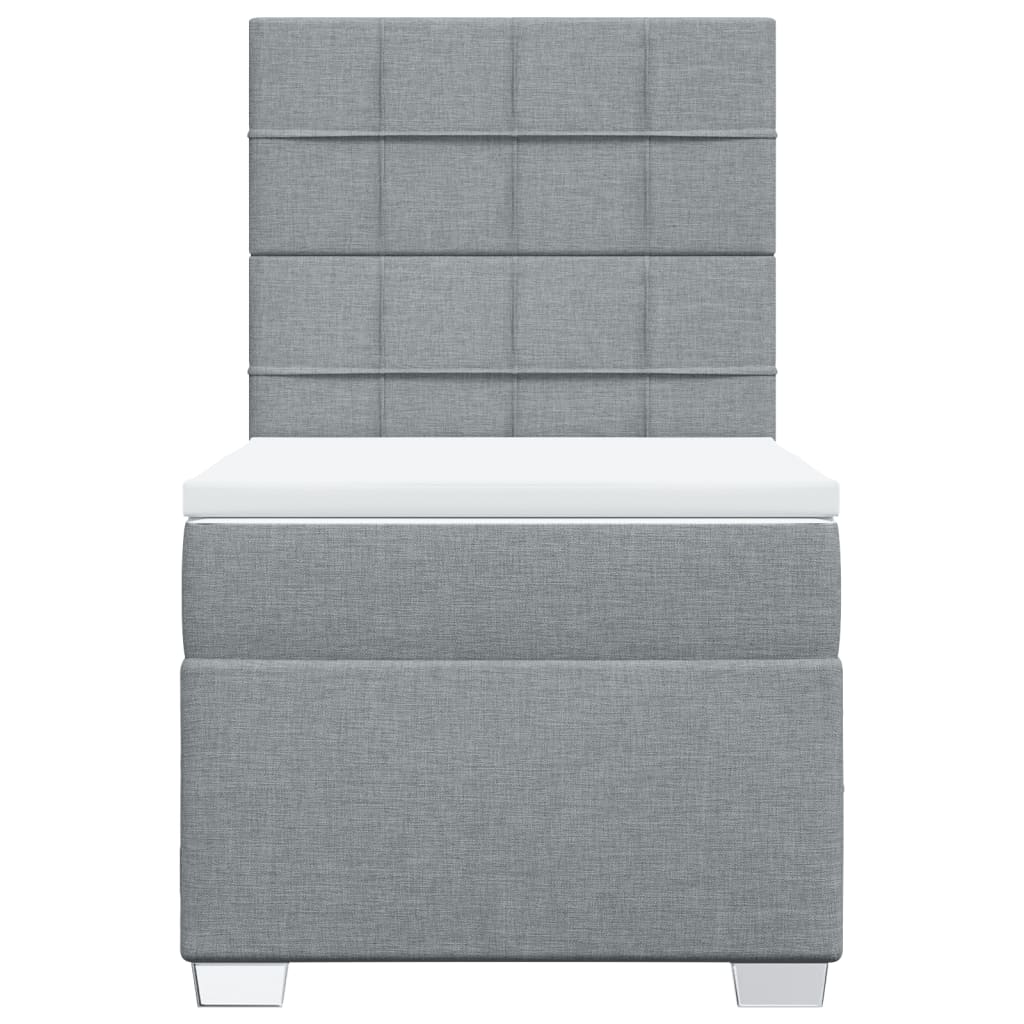 Boxspringbett mit Matratze Hellgrau 80x200 cm Stoff