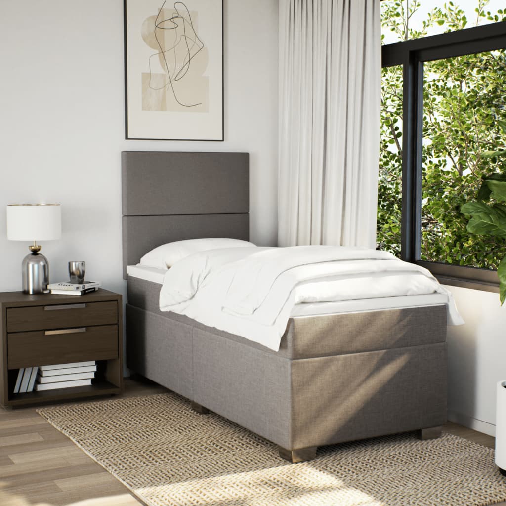 Box spring bed with mattress taupe 90x190 cm fabric