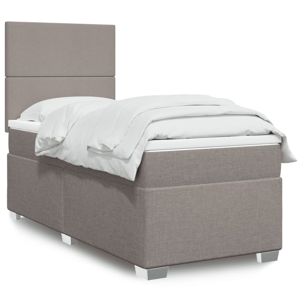 Box spring bed with mattress taupe 90x190 cm fabric