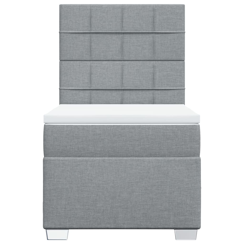 Boxspringbett mit Matratze Hellgrau 90x200 cm Stoff