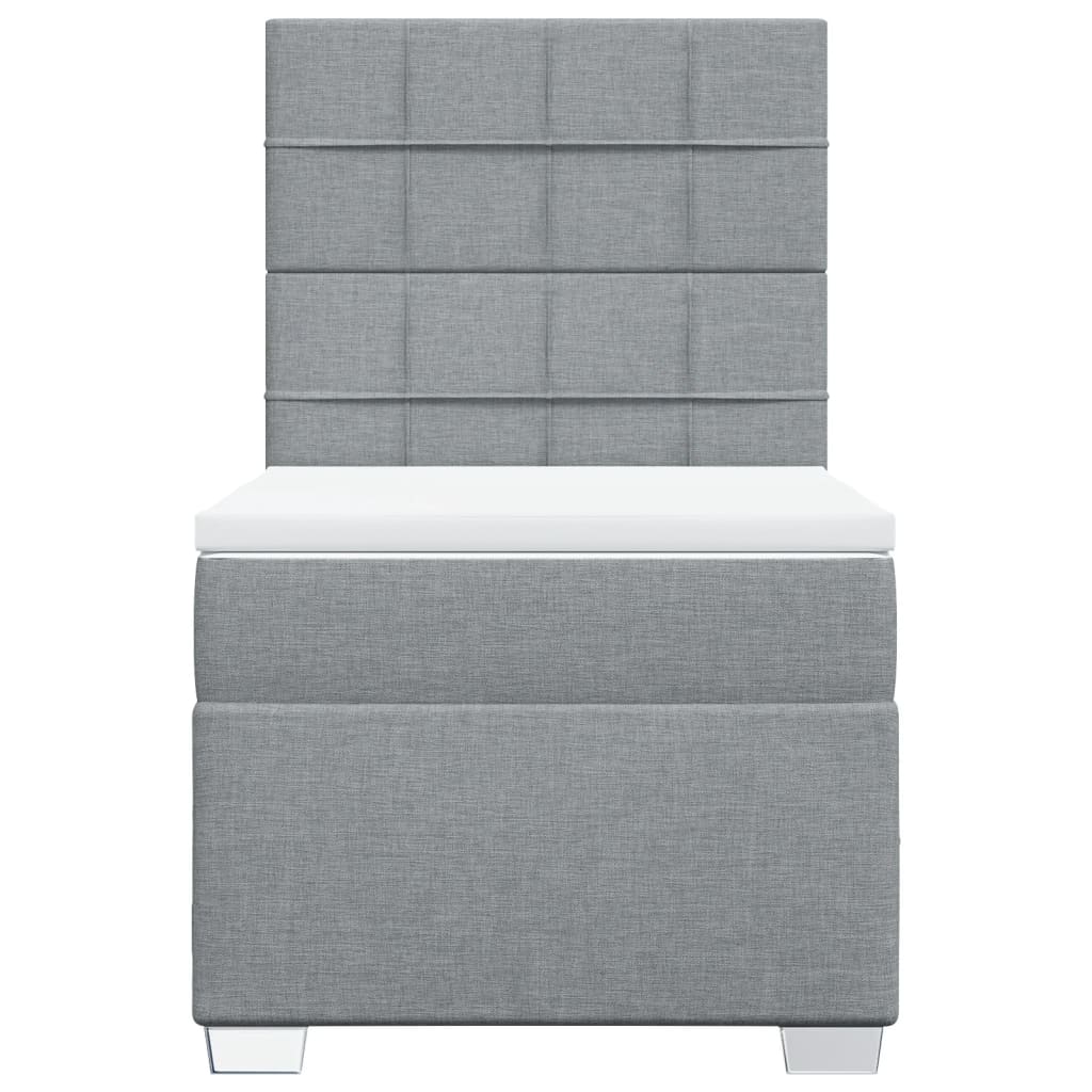Boxspringbett mit Matratze Hellgrau 100x200 cm Stoff