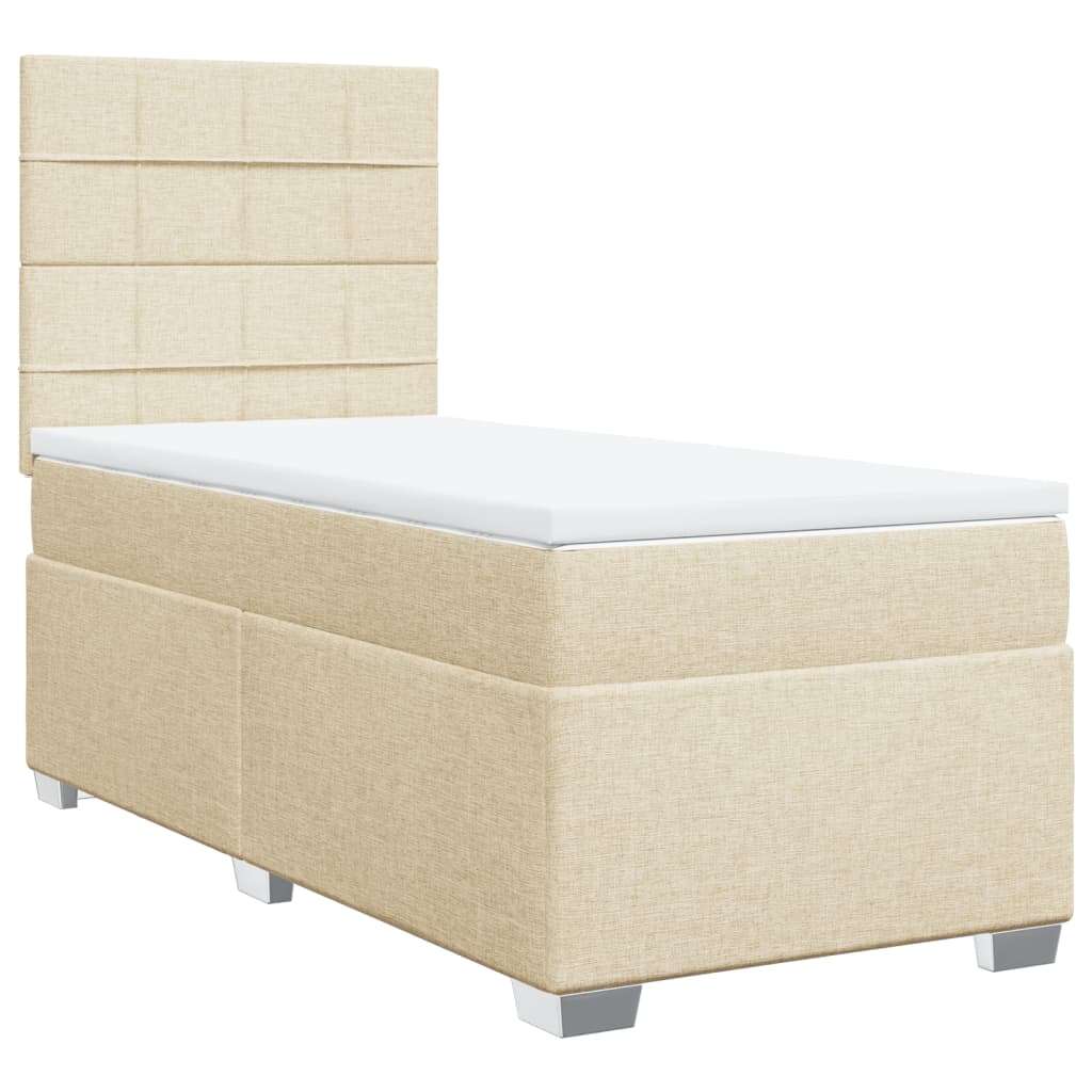 Boxspringbett mit Matratze Creme 100x200 cm Stoff