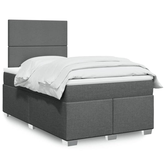 Lit à sommier tapissier avec matelas en tissu gris foncé 120x190 cm