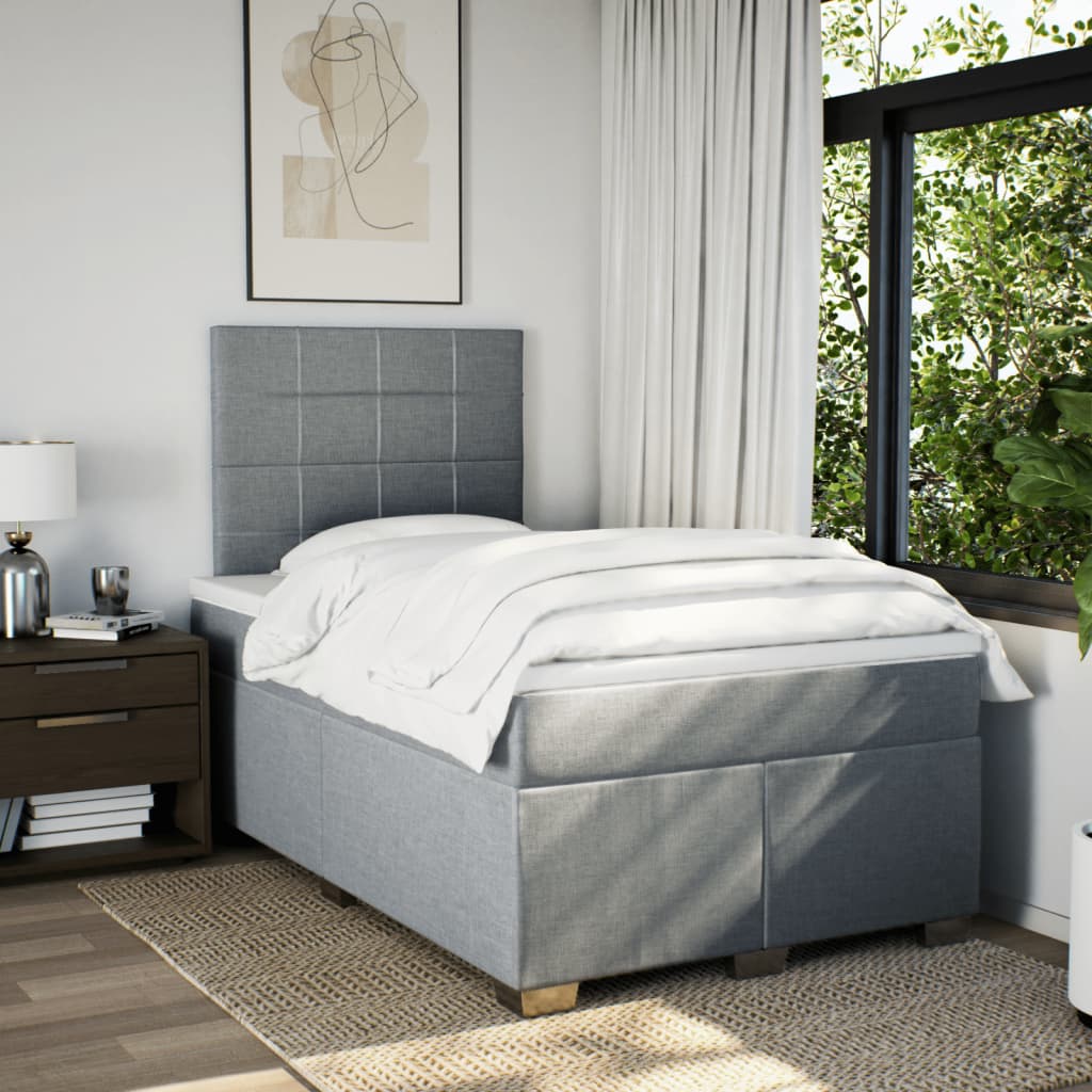 Boxspringbett mit Matratze Hellgrau 120x190 cm Stoff