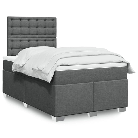 Lit à sommier tapissier avec matelas en tissu gris foncé 120x190 cm