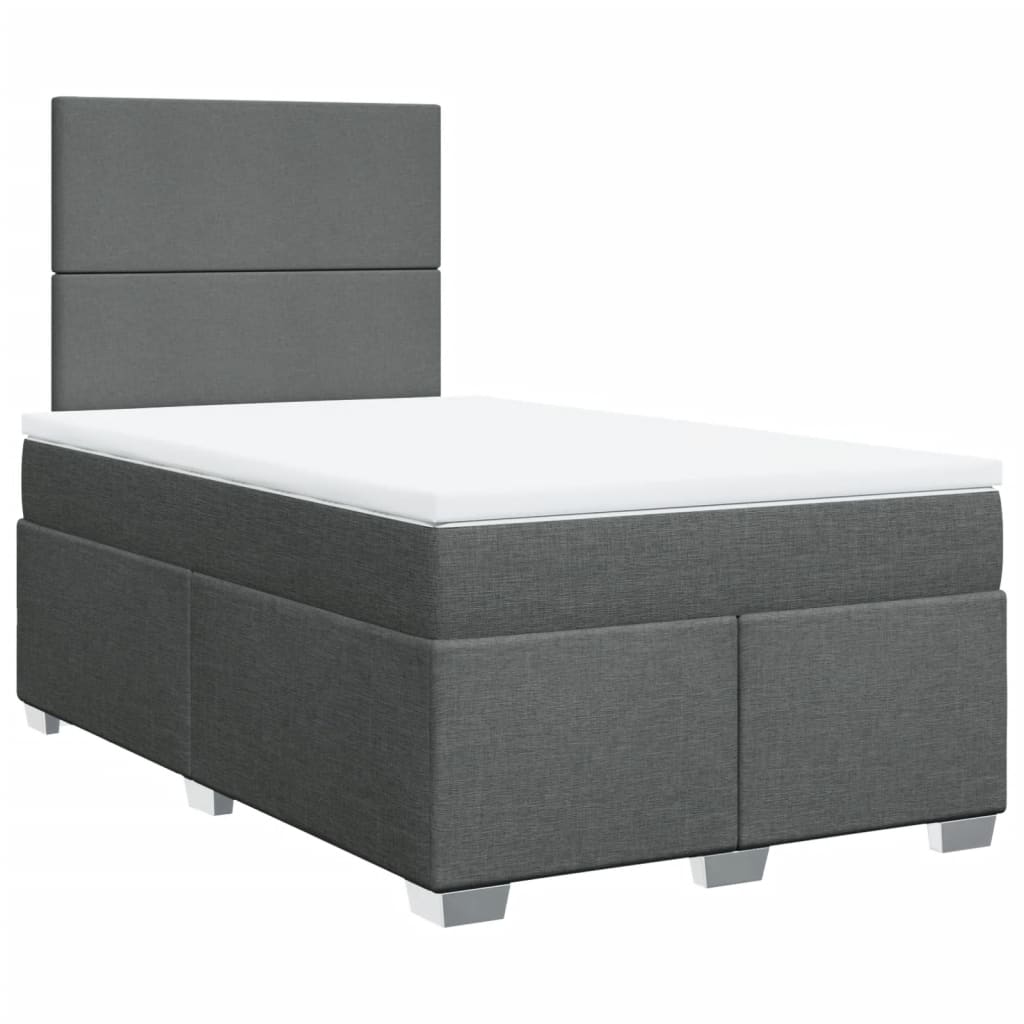 Box spring bed with mattress dark grey 120x200 cm fabric