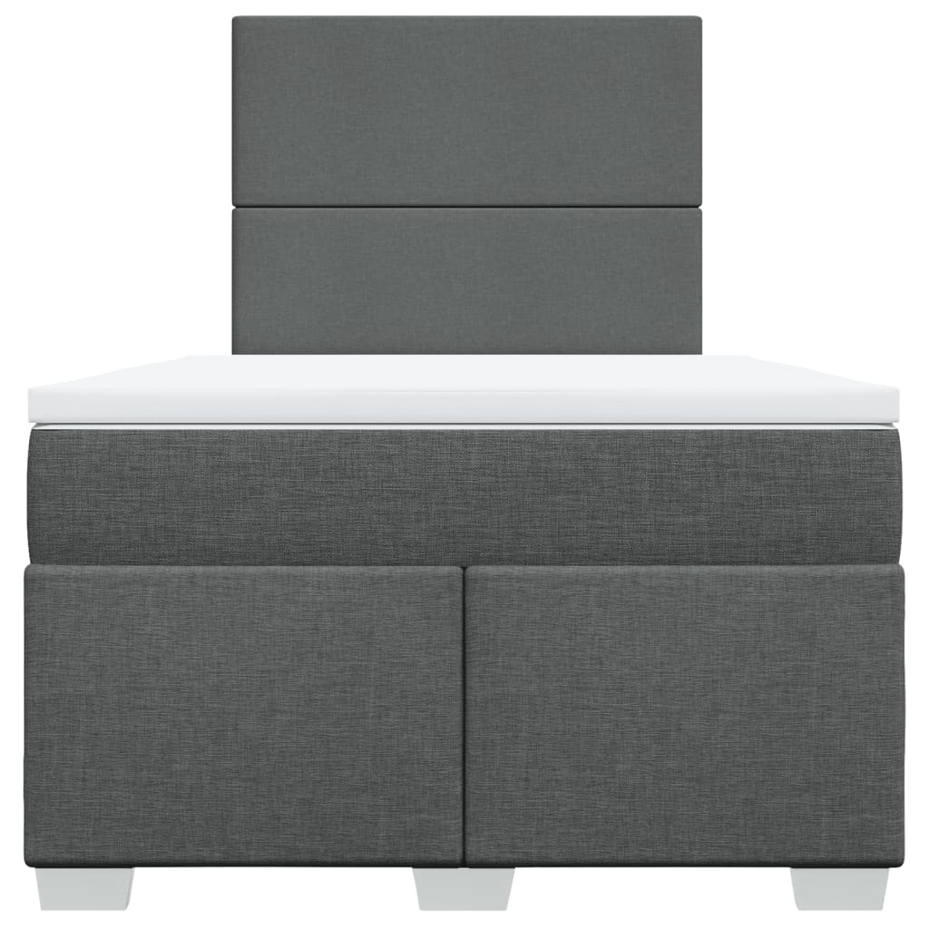 Box spring bed with mattress dark grey 120x200 cm fabric
