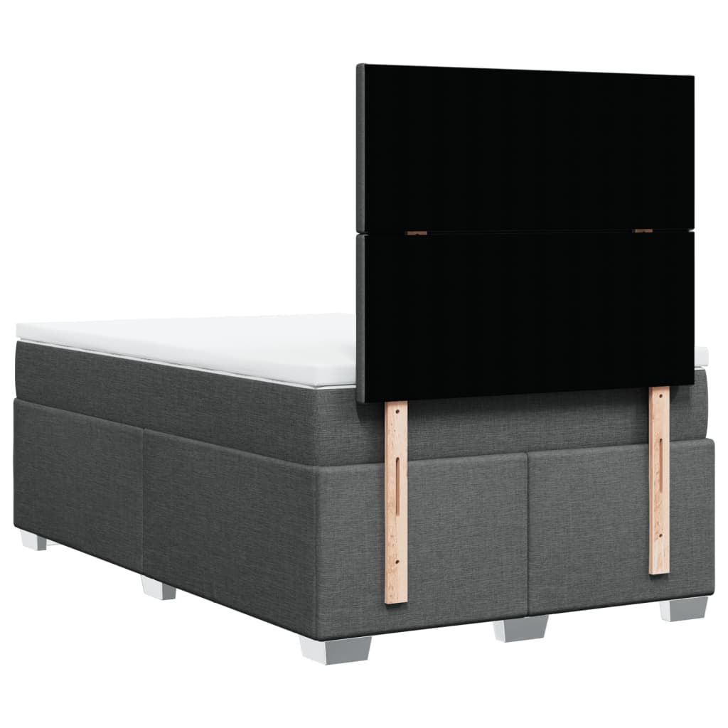 Box spring bed with mattress dark grey 120x200 cm fabric