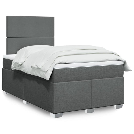 Box spring bed with mattress dark grey 120x200 cm fabric