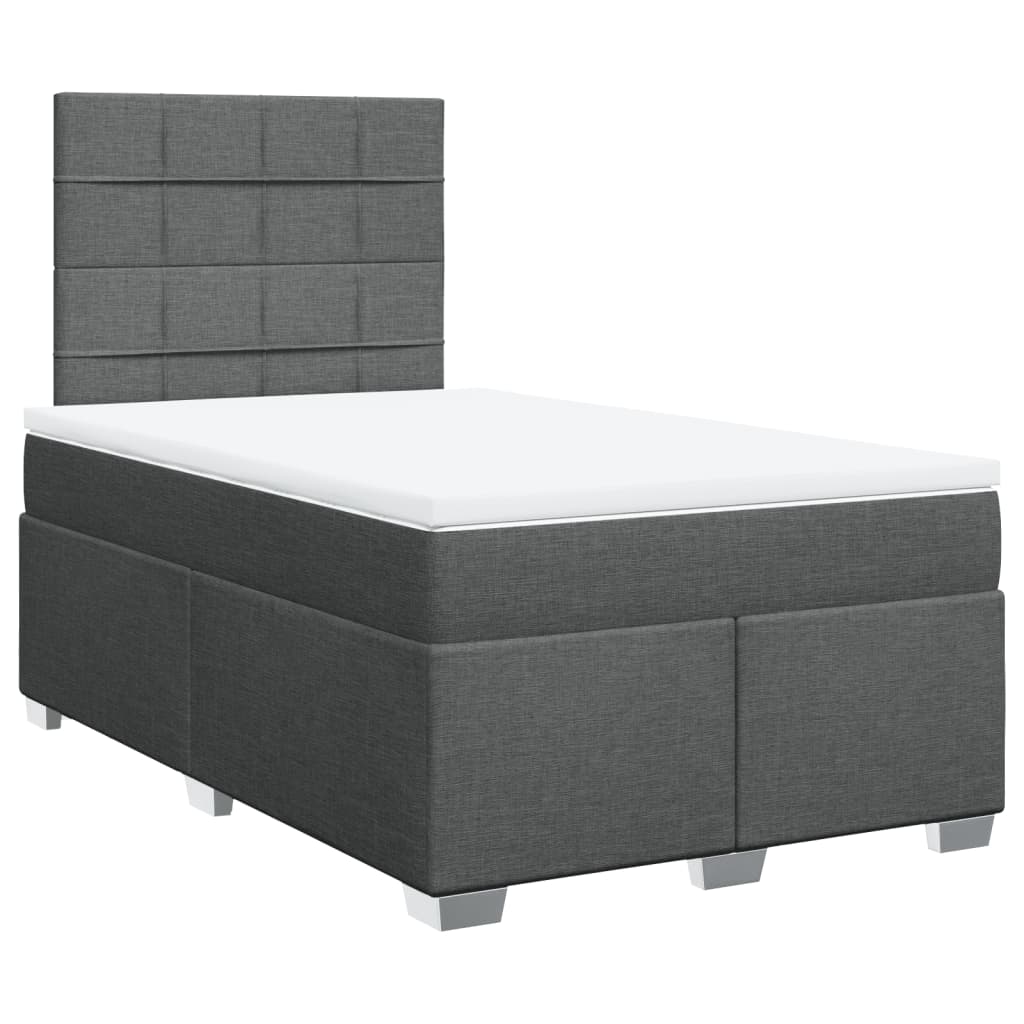Box spring bed with mattress dark grey 120x200 cm fabric