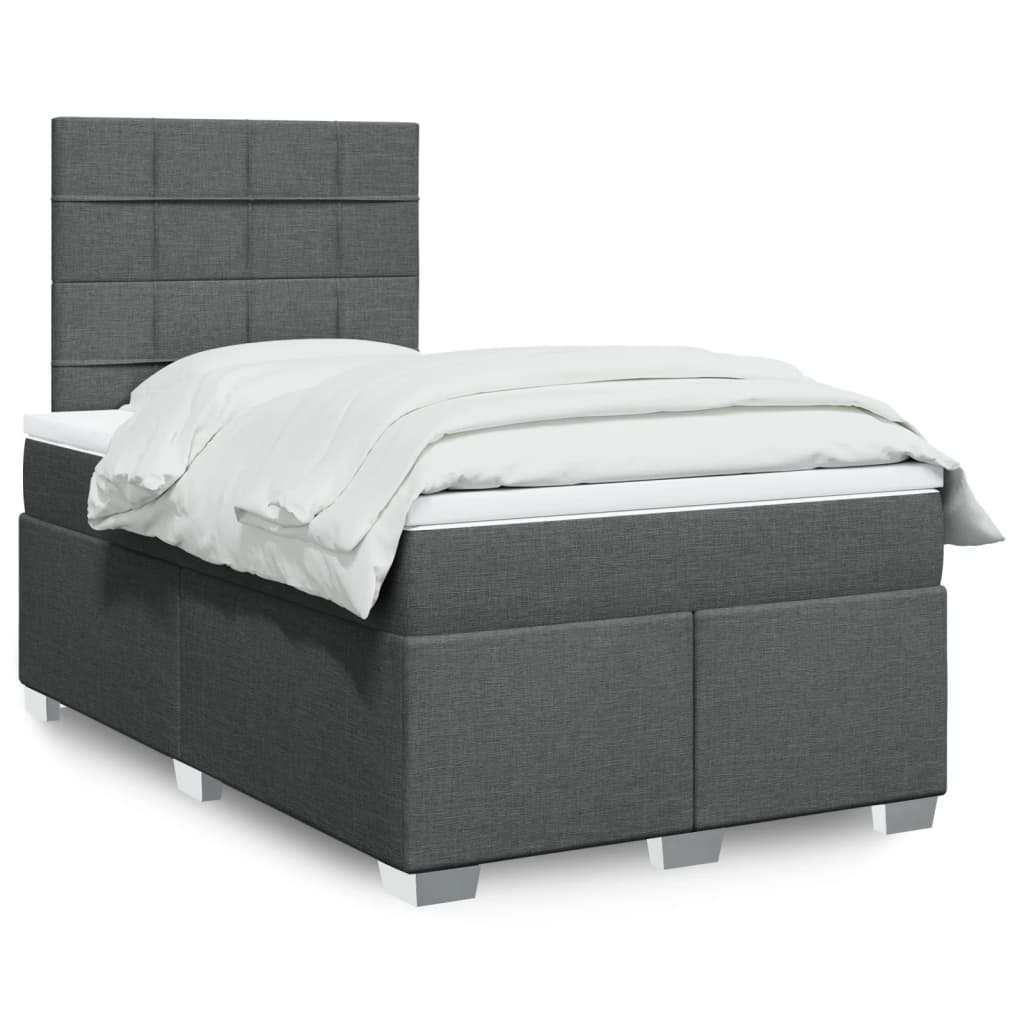 Box spring bed with mattress dark grey 120x200 cm fabric
