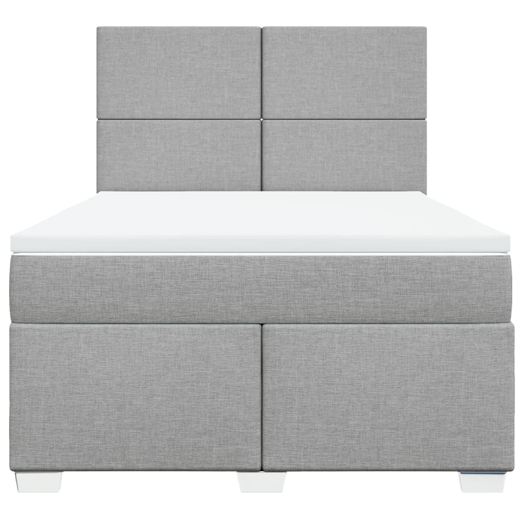 Boxspringbett mit Matratze Hellgrau 140x190 cm Stoff