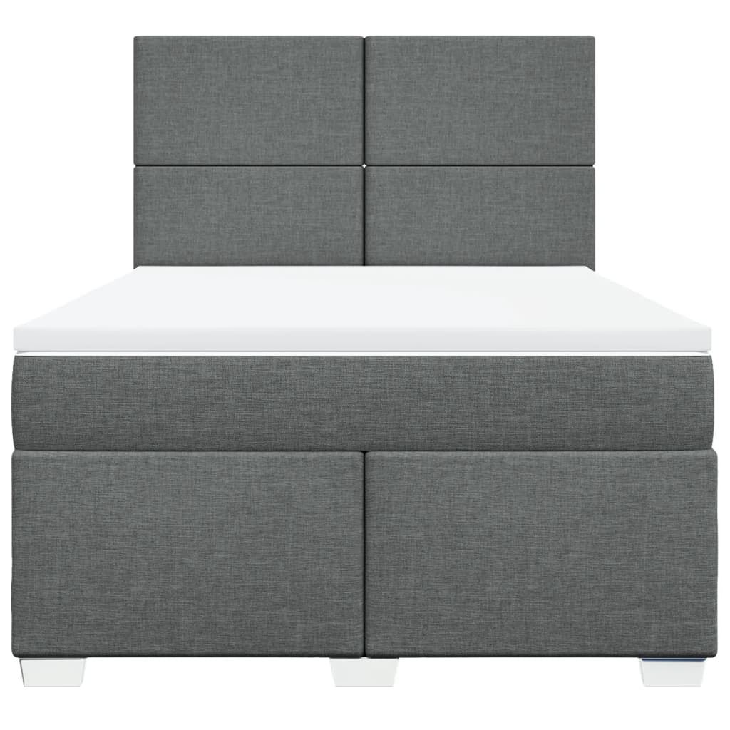 Boxspringbett mit Matratze Dunkelgrau 140x190 cm Stoff