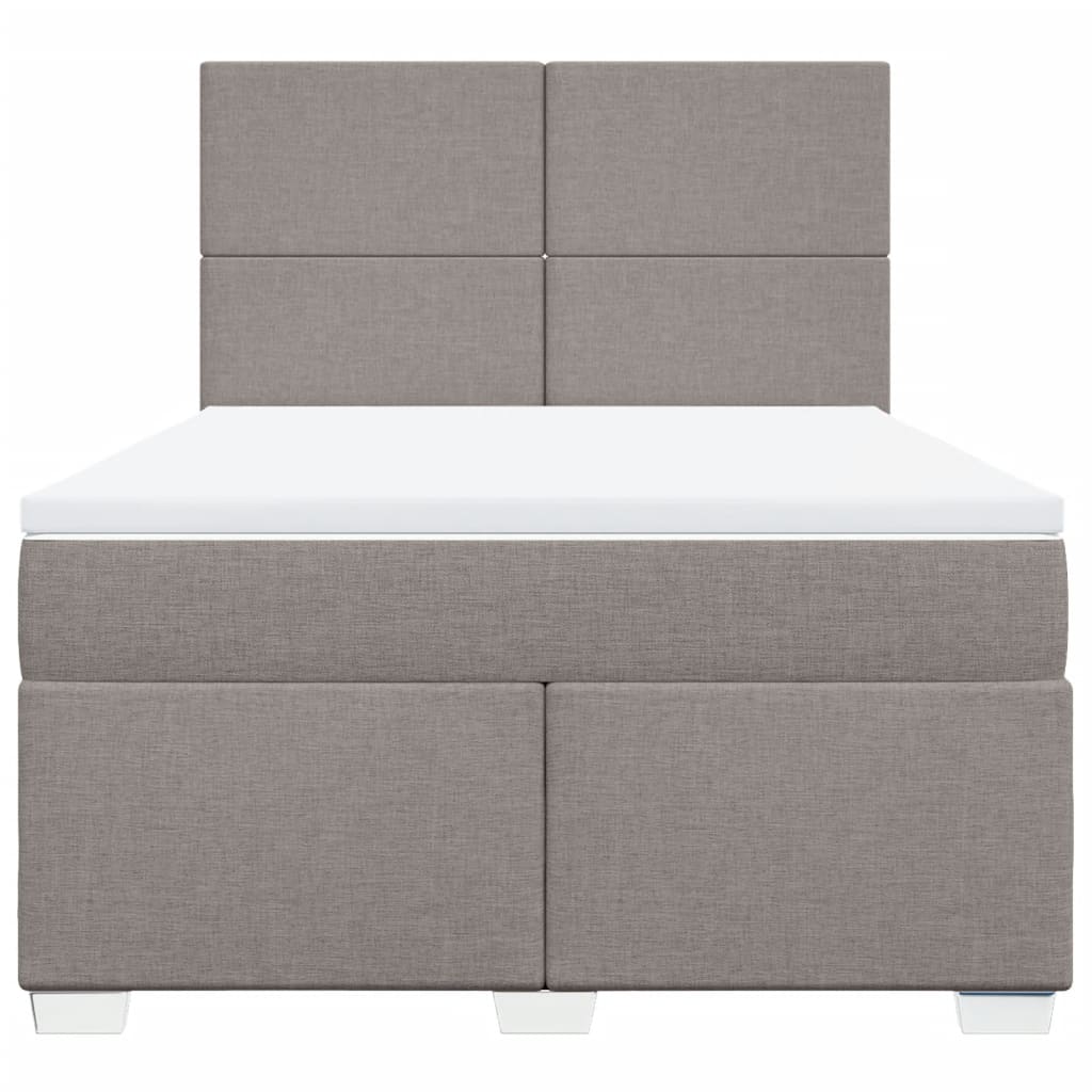 Lit à sommier tapissier avec matelas taupe 140x190 cm tissu