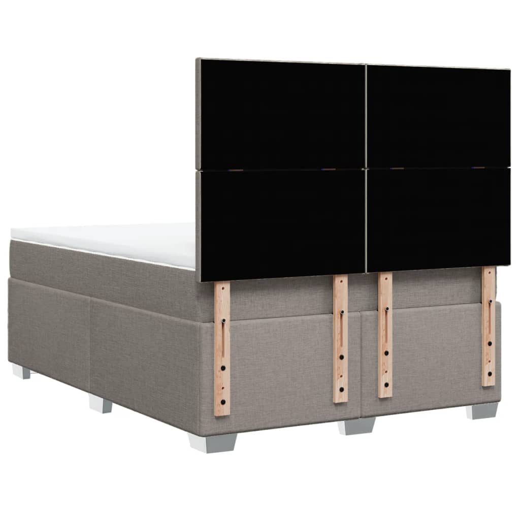 Lit à sommier tapissier avec matelas taupe 140x190 cm tissu