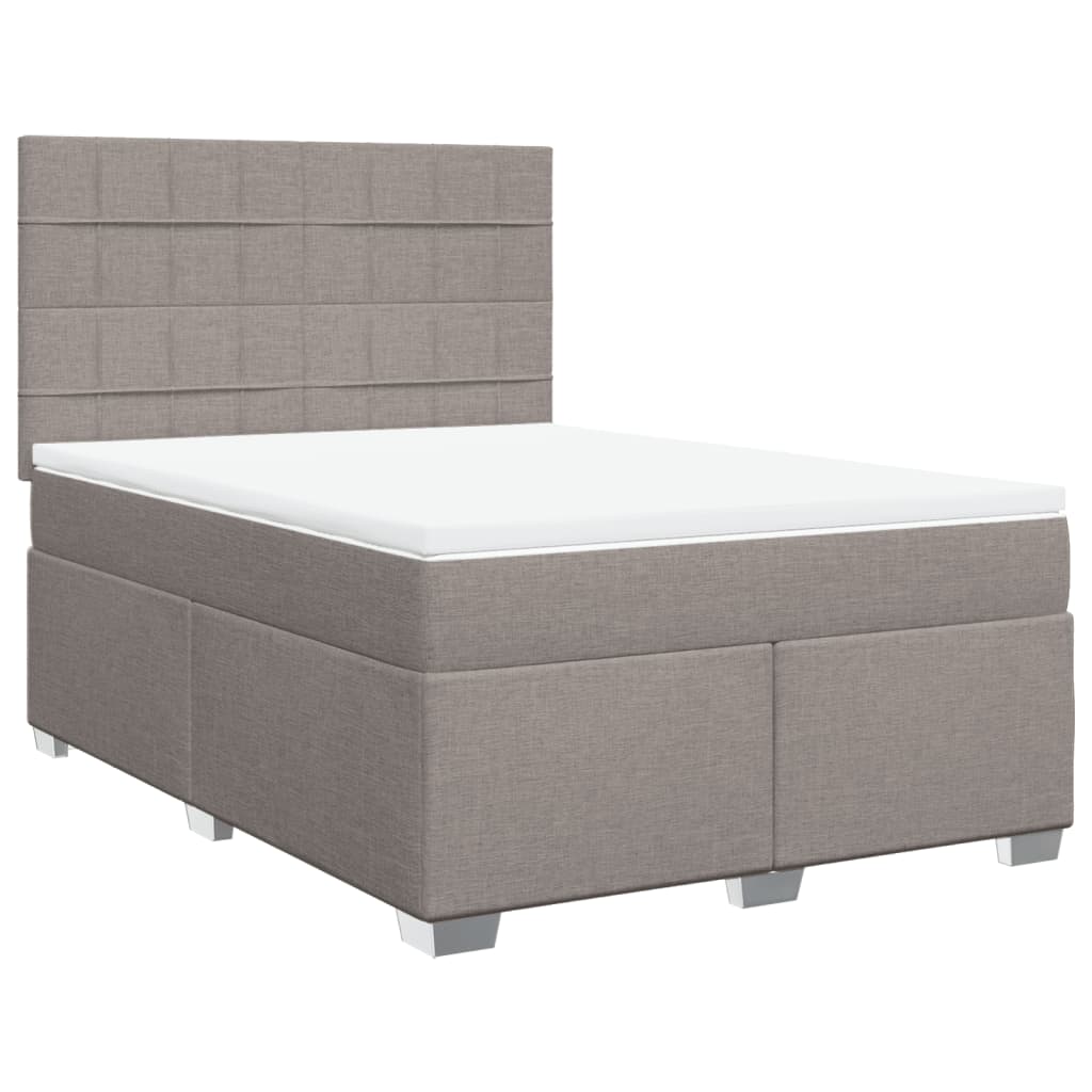 Lit à sommier tapissier avec matelas taupe 140x190 cm tissu
