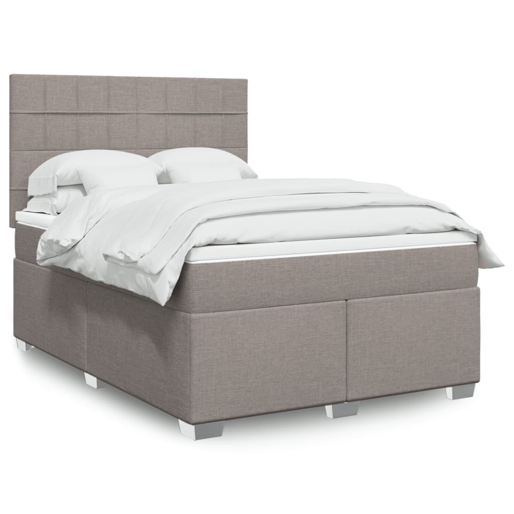 Lit à sommier tapissier avec matelas taupe 140x190 cm tissu