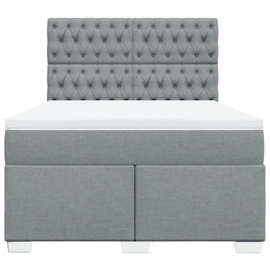 Boxspringbett mit Matratze Hellgrau 140x190 cm Stoff