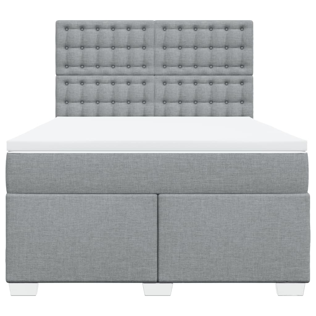 Boxspringbett mit Matratze Hellgrau 140x190 cm Stoff