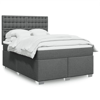 Boxspringbett mit Matratze Dunkelgrau 140x190 cm Stoff