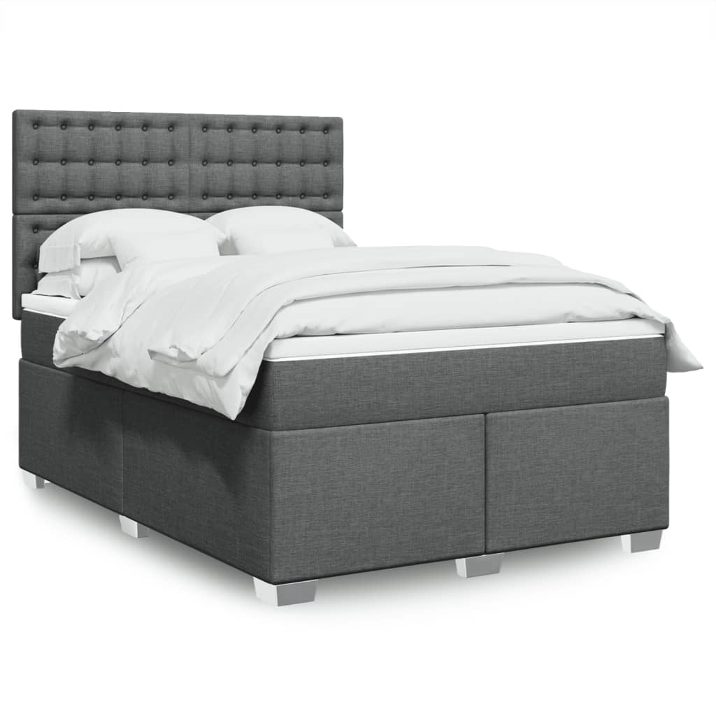 Boxspringbett mit Matratze Dunkelgrau 140x190 cm Stoff