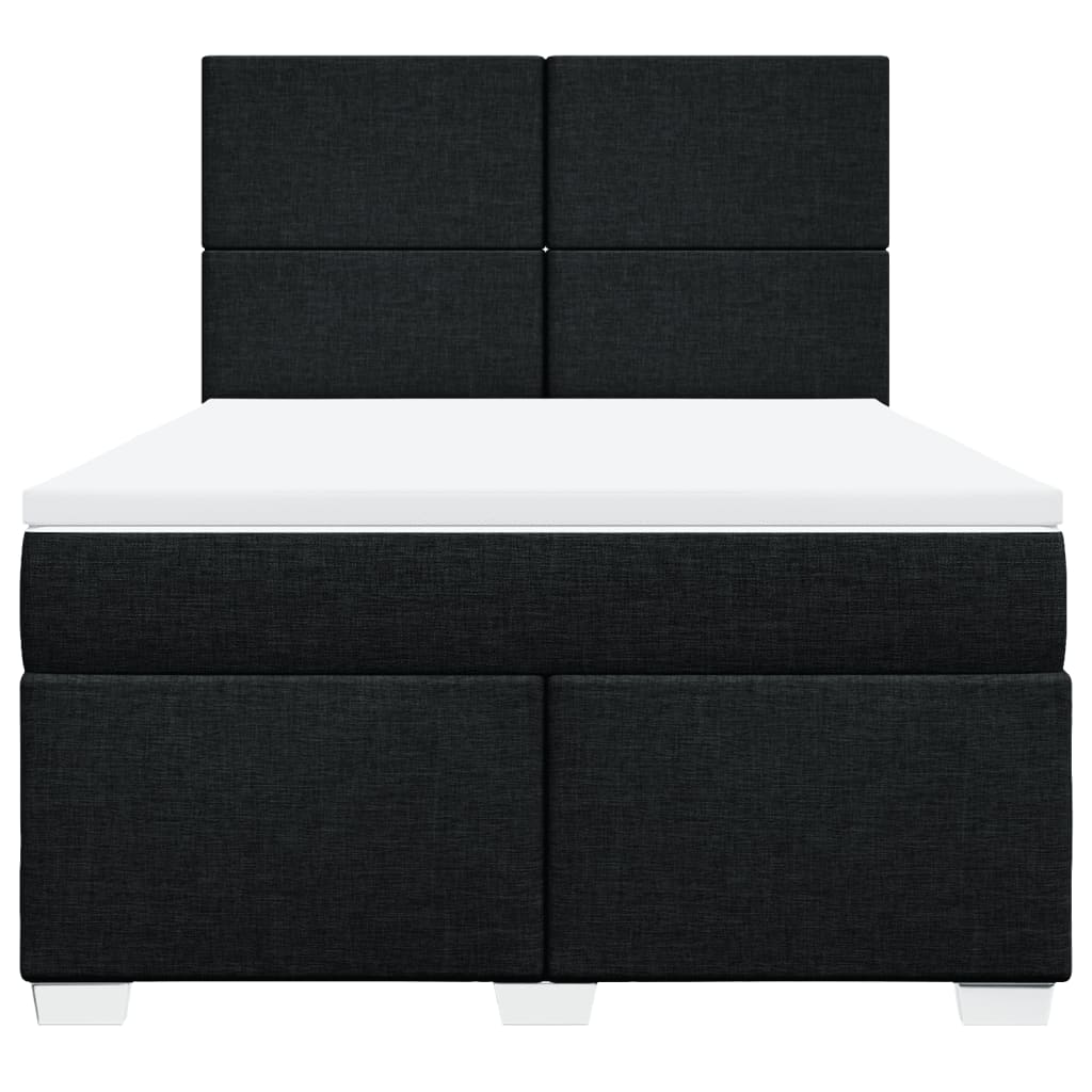 Box spring bed with mattress black 160x200 cm fabric