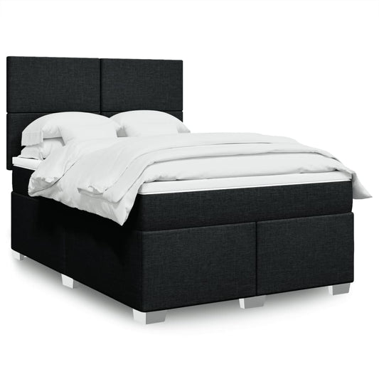 Box spring bed with mattress black 160x200 cm fabric