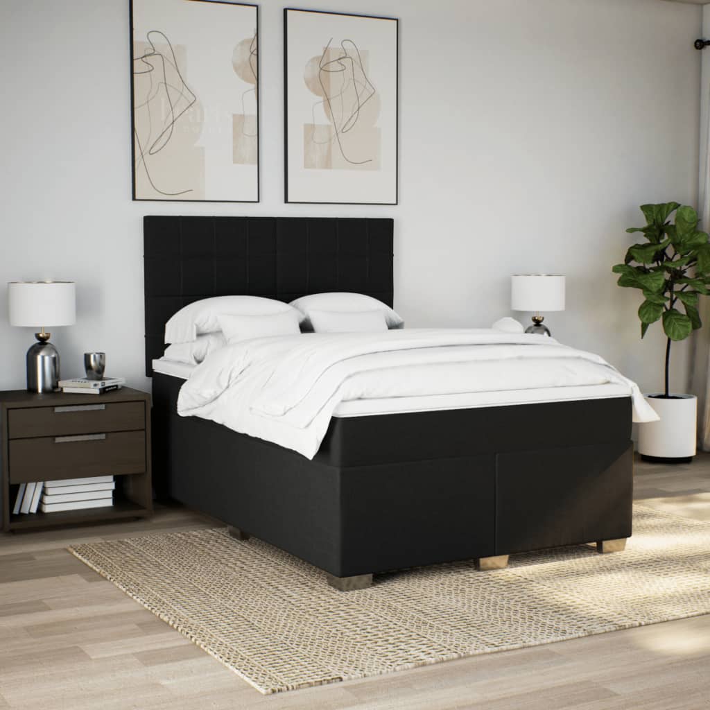 Box spring bed with mattress black 160x200 cm fabric