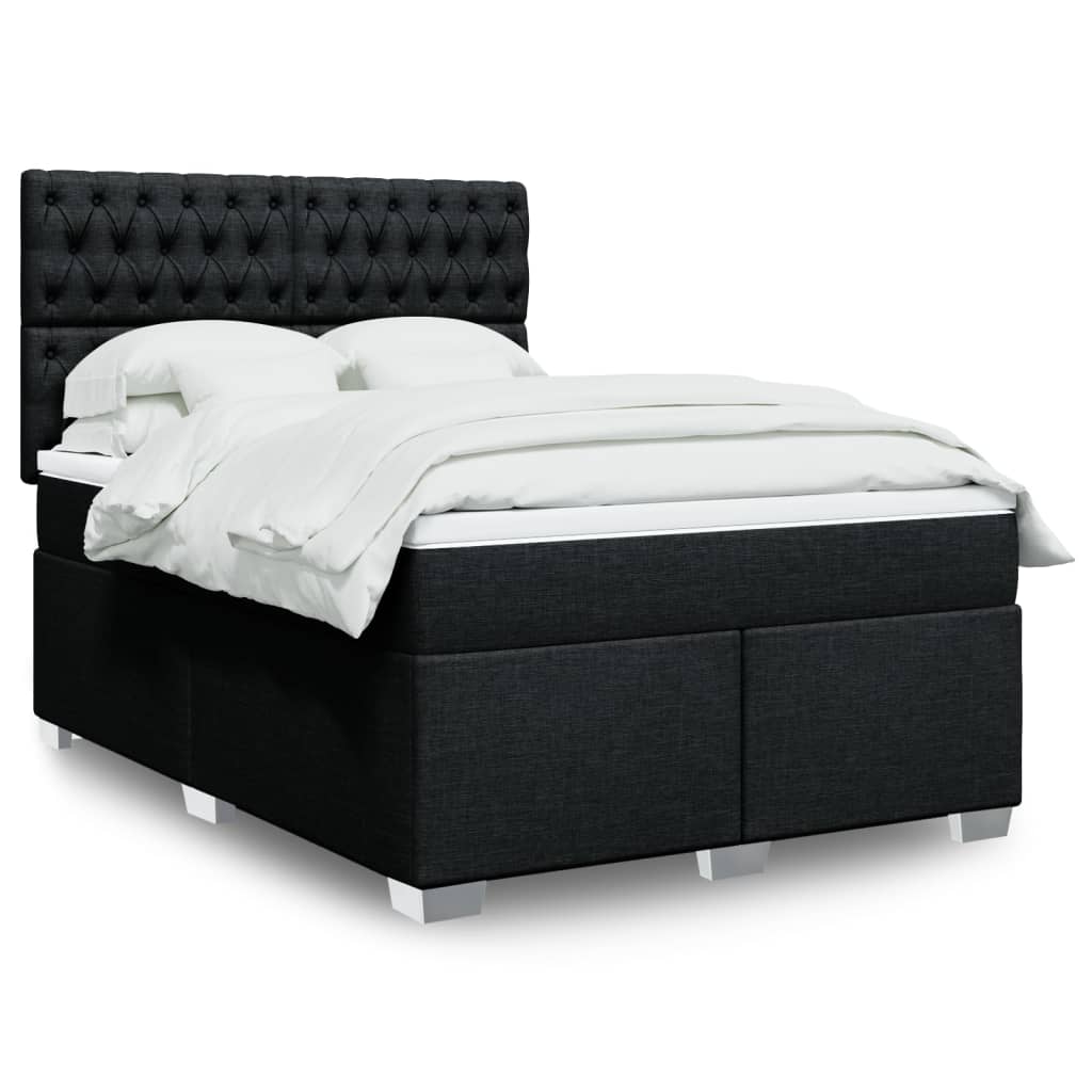 Box spring bed with mattress black 160x200 cm fabric