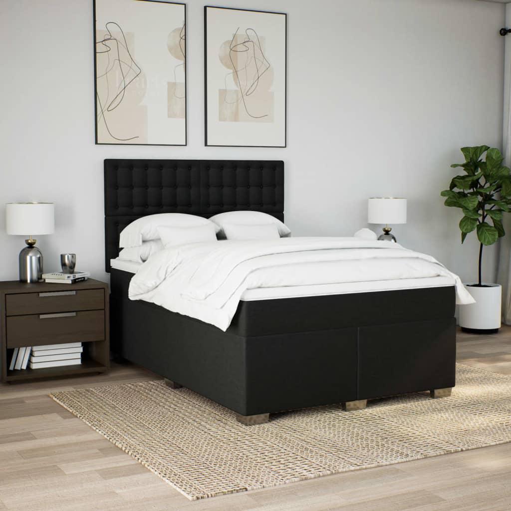 Box spring bed with mattress black 160x200 cm fabric