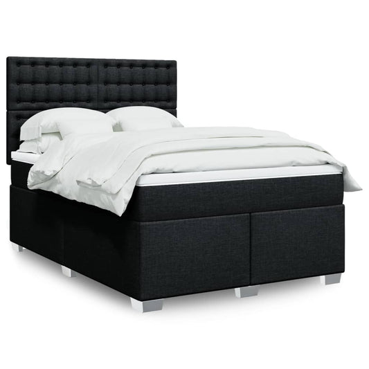 Box spring bed with mattress black 160x200 cm fabric