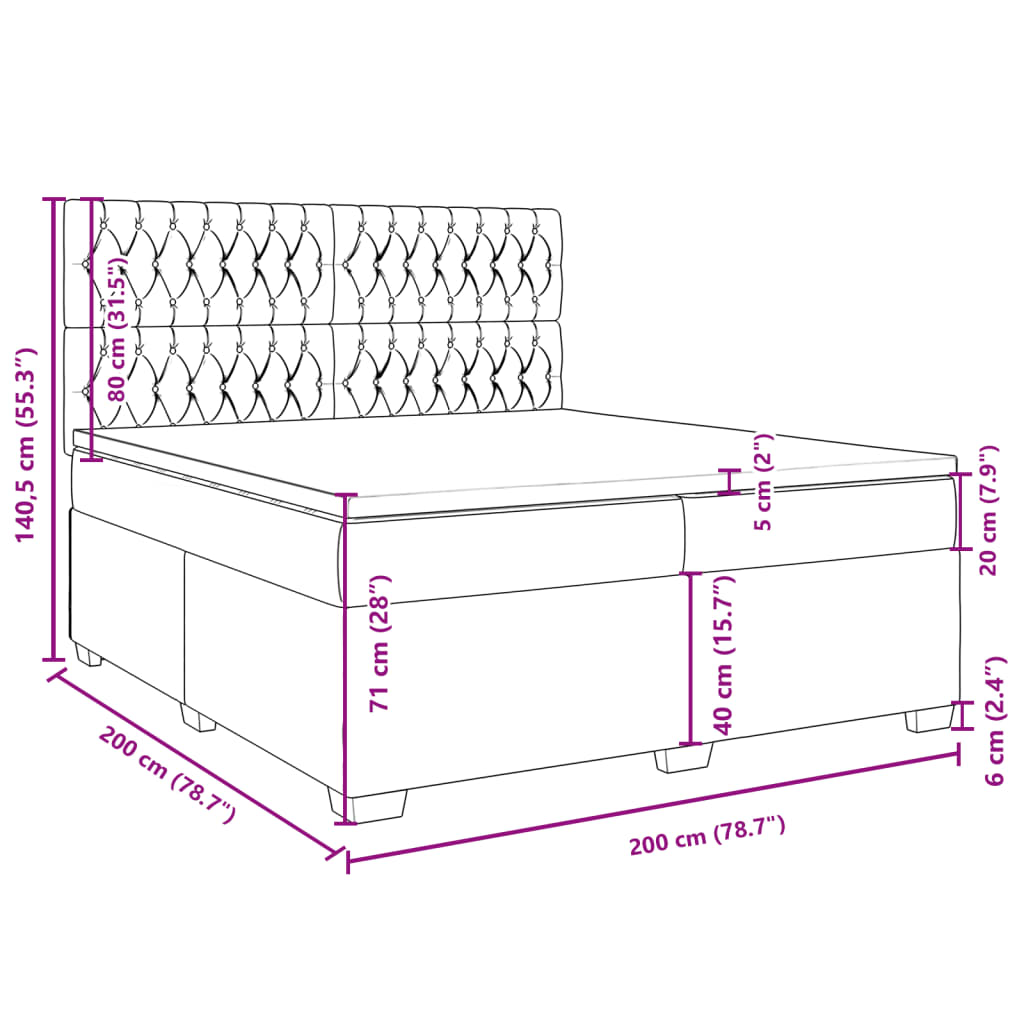 Boxspringbett mit Matratze Schwarz 200x200 cm Stoff
