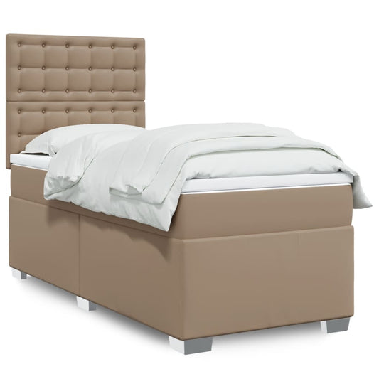 Boxspringbett mit Matratze Cappuccino-Braun 80x200cm Kunstleder