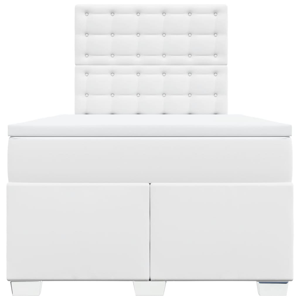 Boxspringbett mit Matratze Weiß 120x190 cm Kunstleder