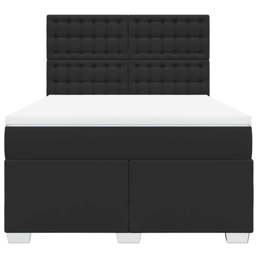 Boxspringbett mit Matratze Schwarz 140x190 cm Kunstleder