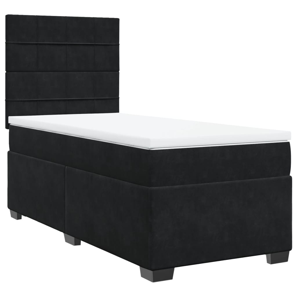 Boxspringbett mit Matratze Schwarz 90x190 cm Samt