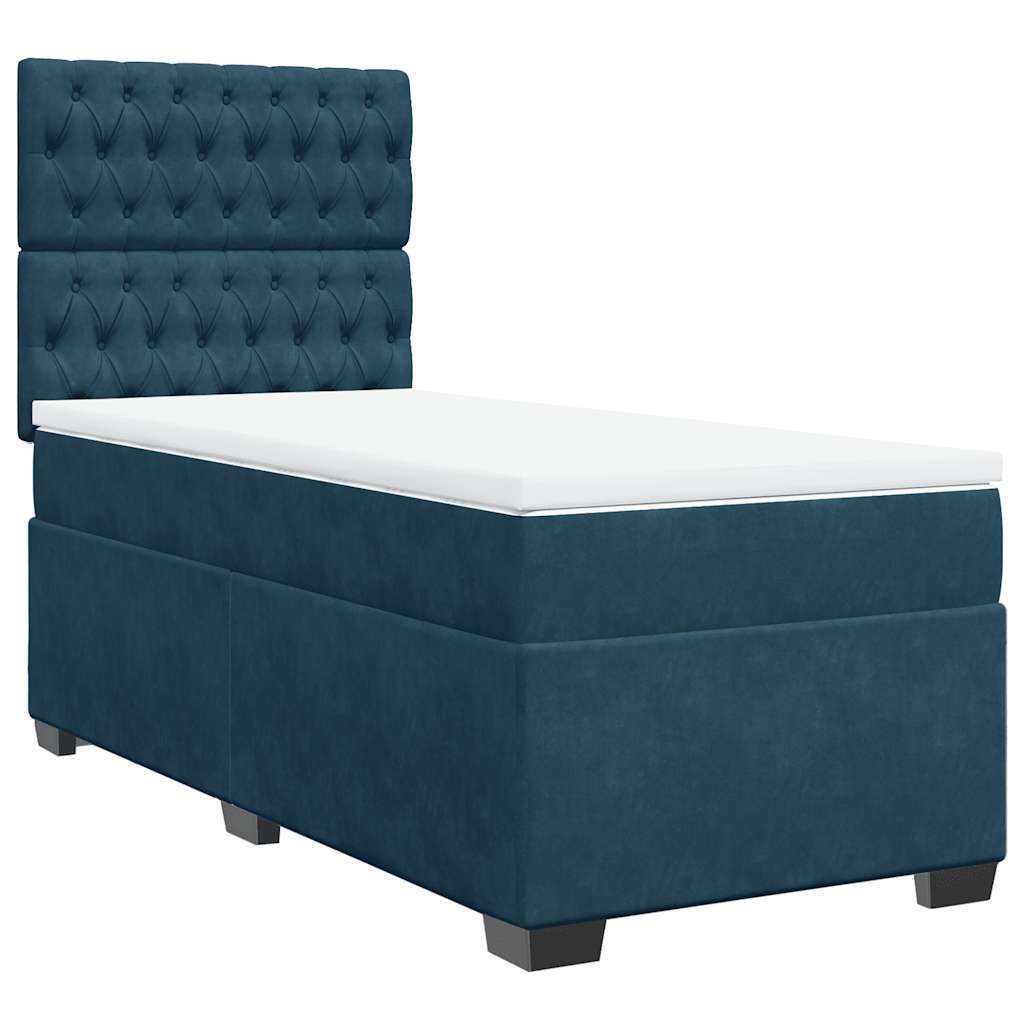 Boxspringbett mit Matratze Blau 90x200 cm Samt