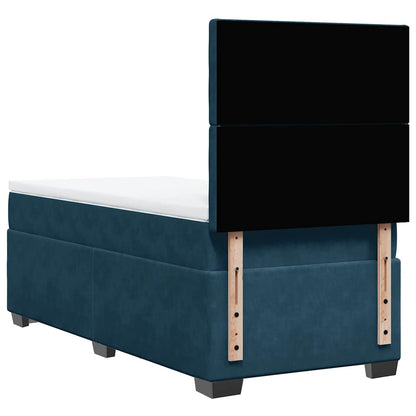 Boxspringbett mit Matratze Blau 90x200 cm Samt