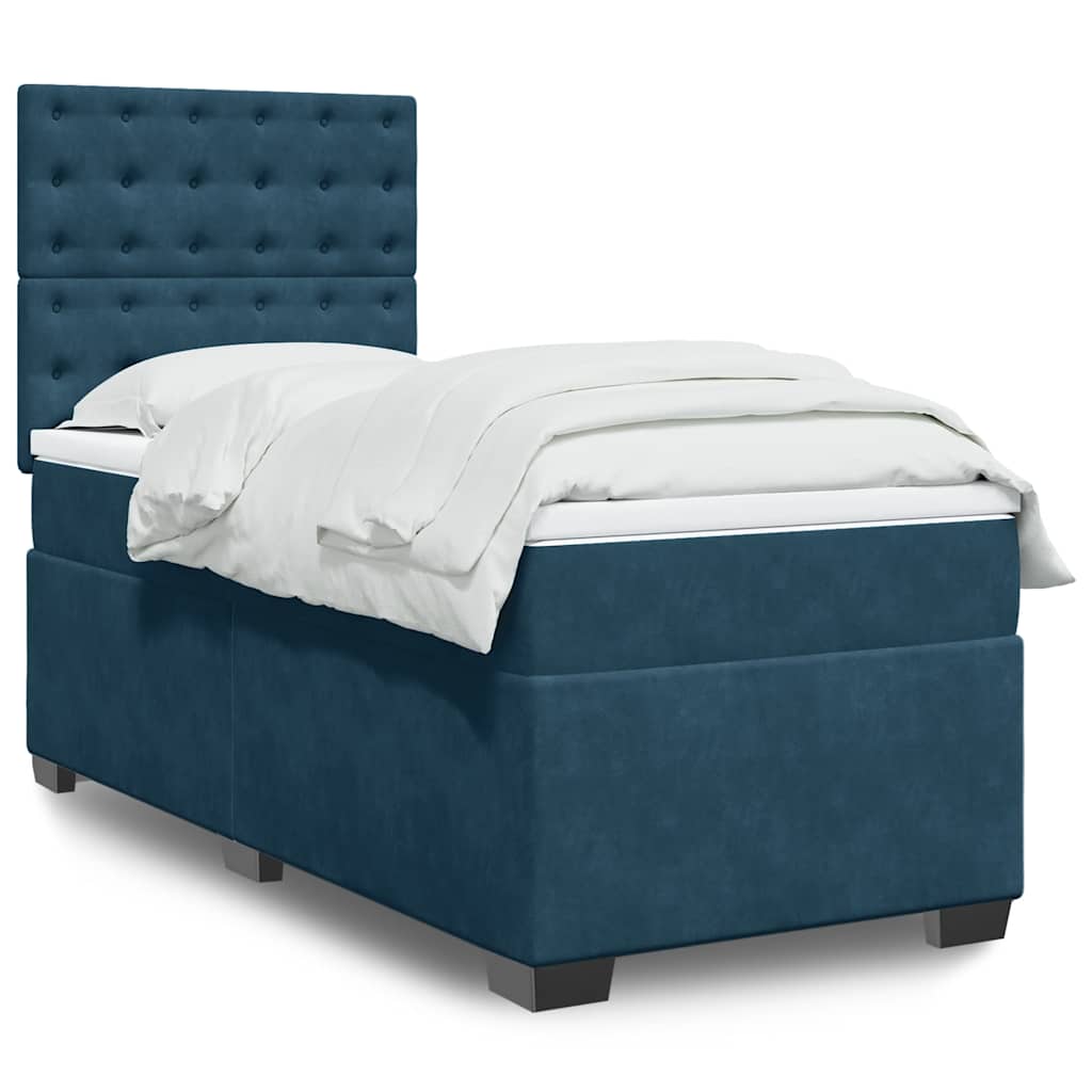 Boxspringbett mit Matratze Blau 90x200 cm Samt