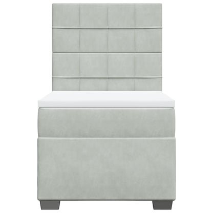 Boxspringbett mit Matratze Hellgrau 100x200 cm Samt