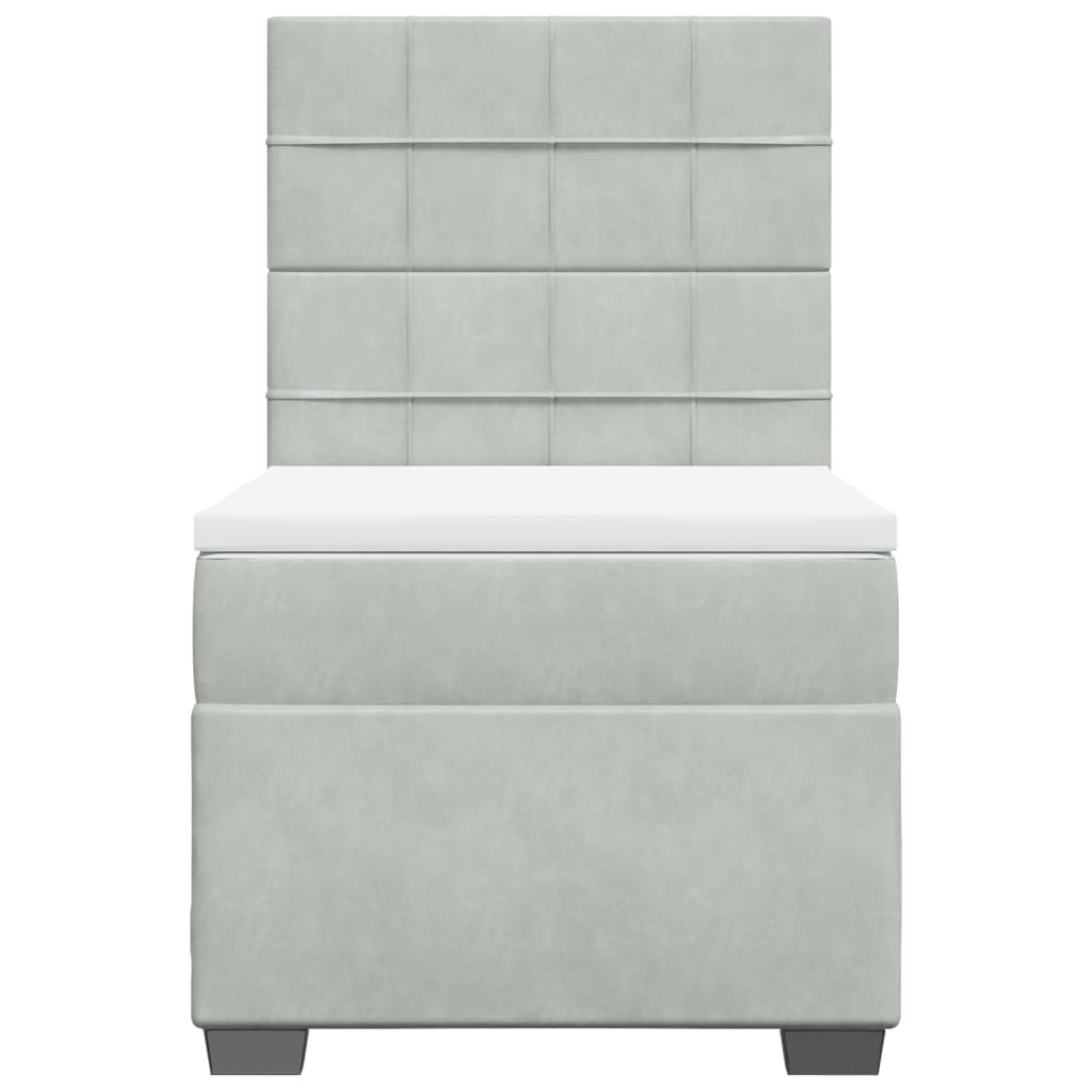 Boxspringbett mit Matratze Hellgrau 100x200 cm Samt
